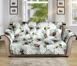 White Orchid Pattern Sofa Cover Protector