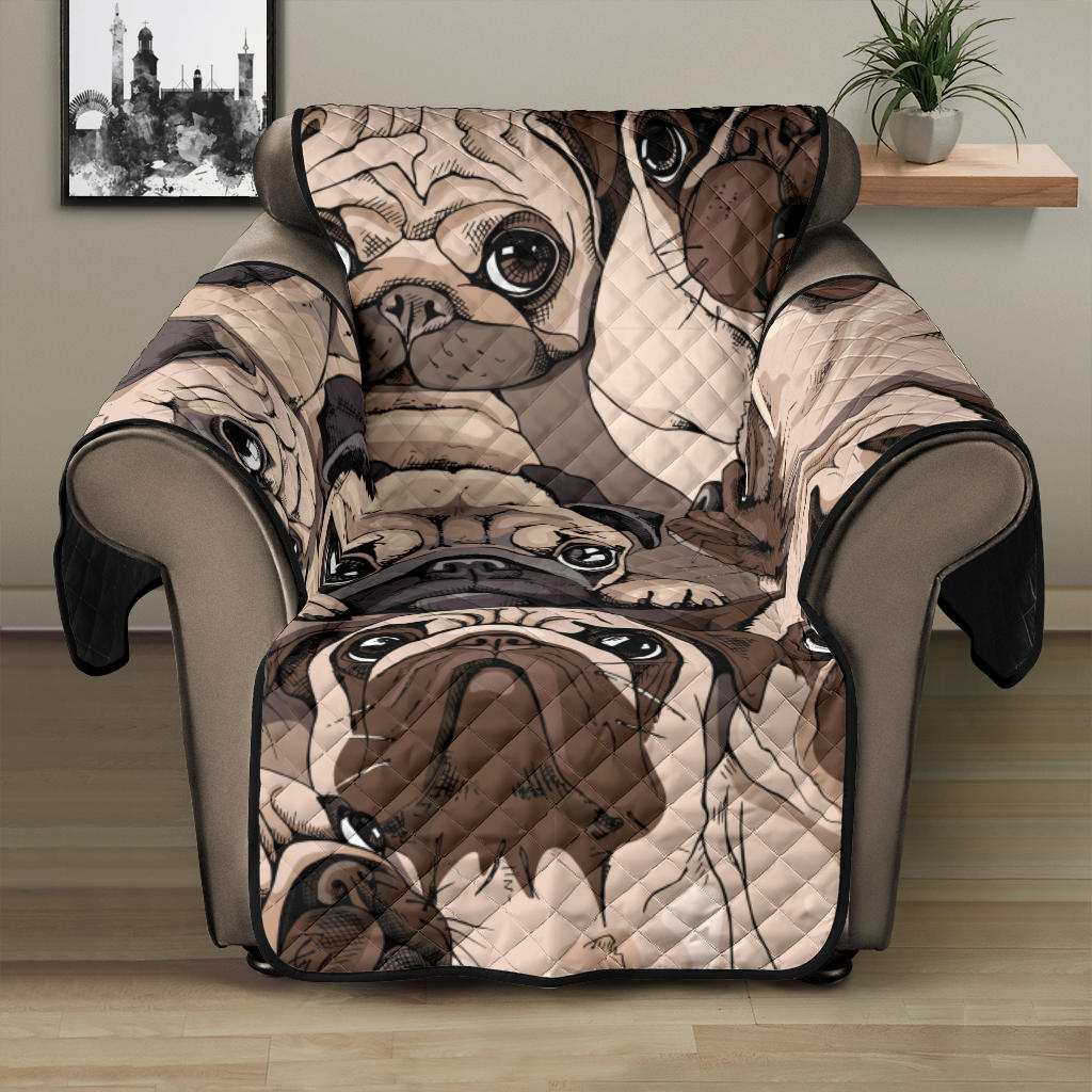 Pug Pattern Background Recliner Cover Protector