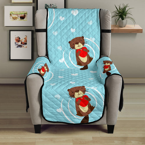 Otter Heart Pattern Chair Cover Protector