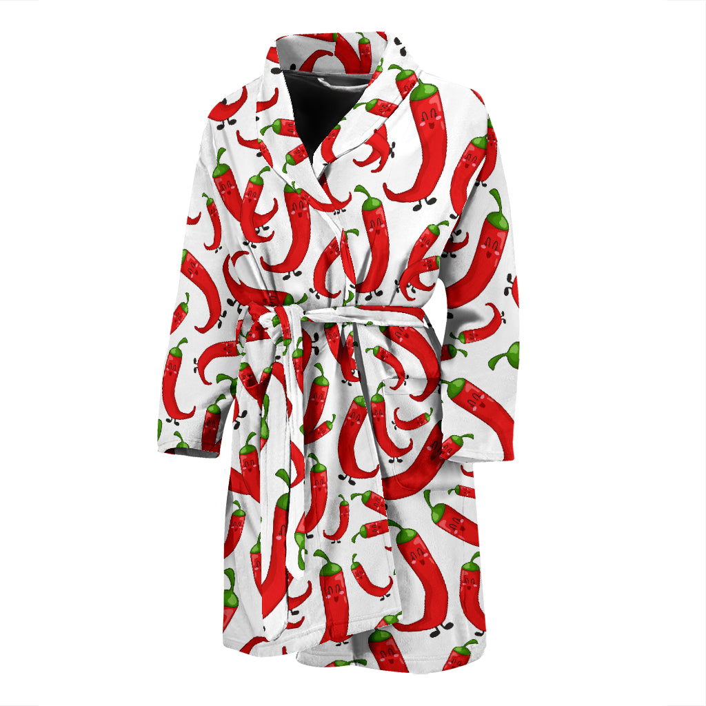 Red Chili Pattern Men Bathrobe