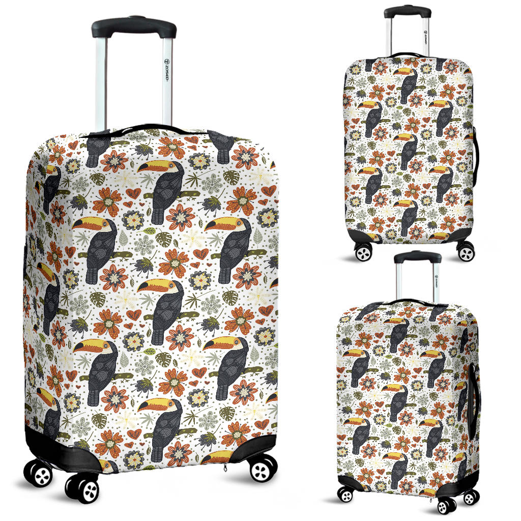 Toucan Flower Pattern Luggage Covers