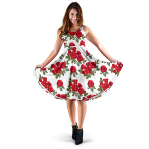 Rose Pattern Print Design 05 Sleeveless Midi Dress