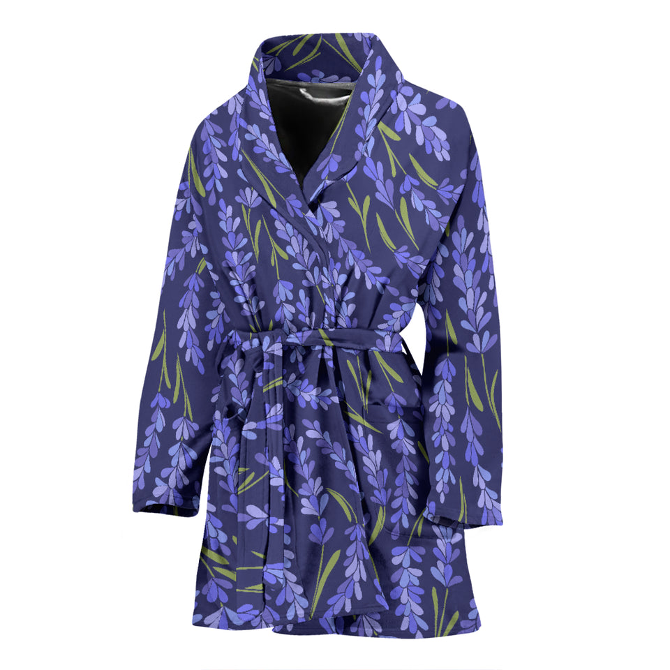 Lavender Theme Pattern Women Bathrobe