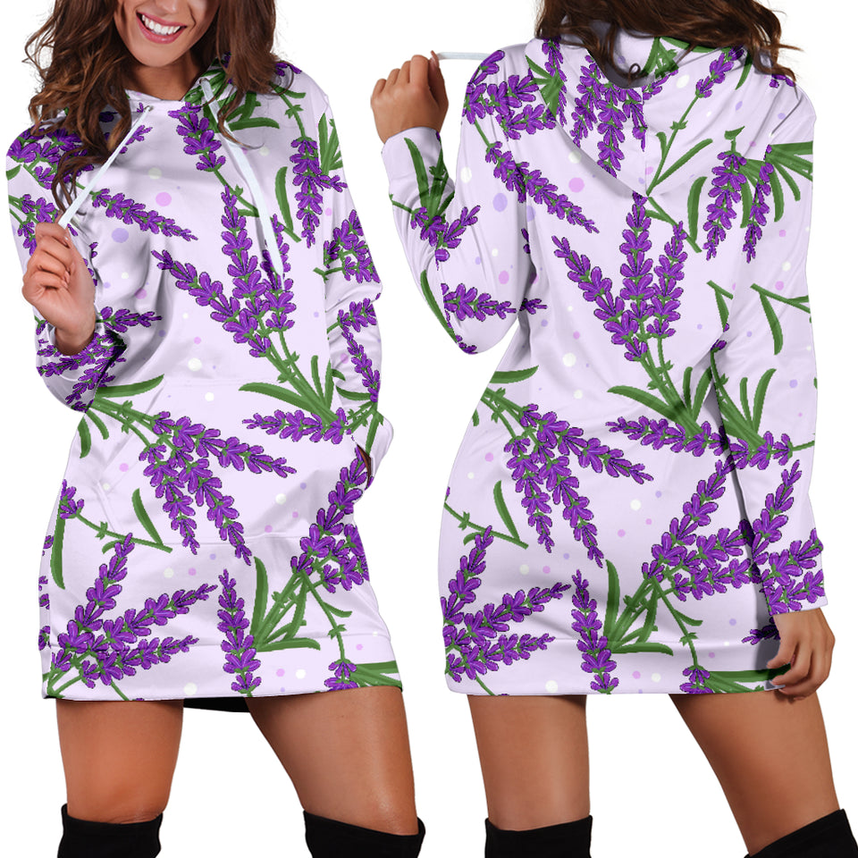 Lavender Pattern Women Hoodie Dress