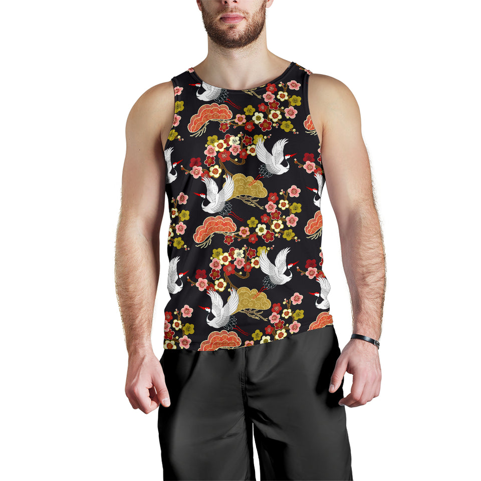 Japanese Crane Pattern Men Tank Top