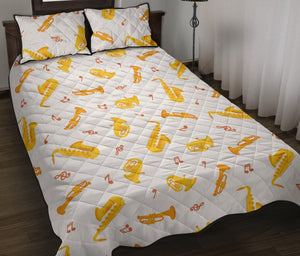 Saxophone Pattern Theme Quilt Bed Set