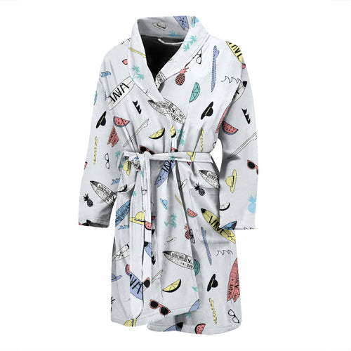 Surfboard Pattern Print Design 01 Men Bathrobe