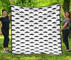 Mustache Beard Pattern Print Design 05 Premium Quilt