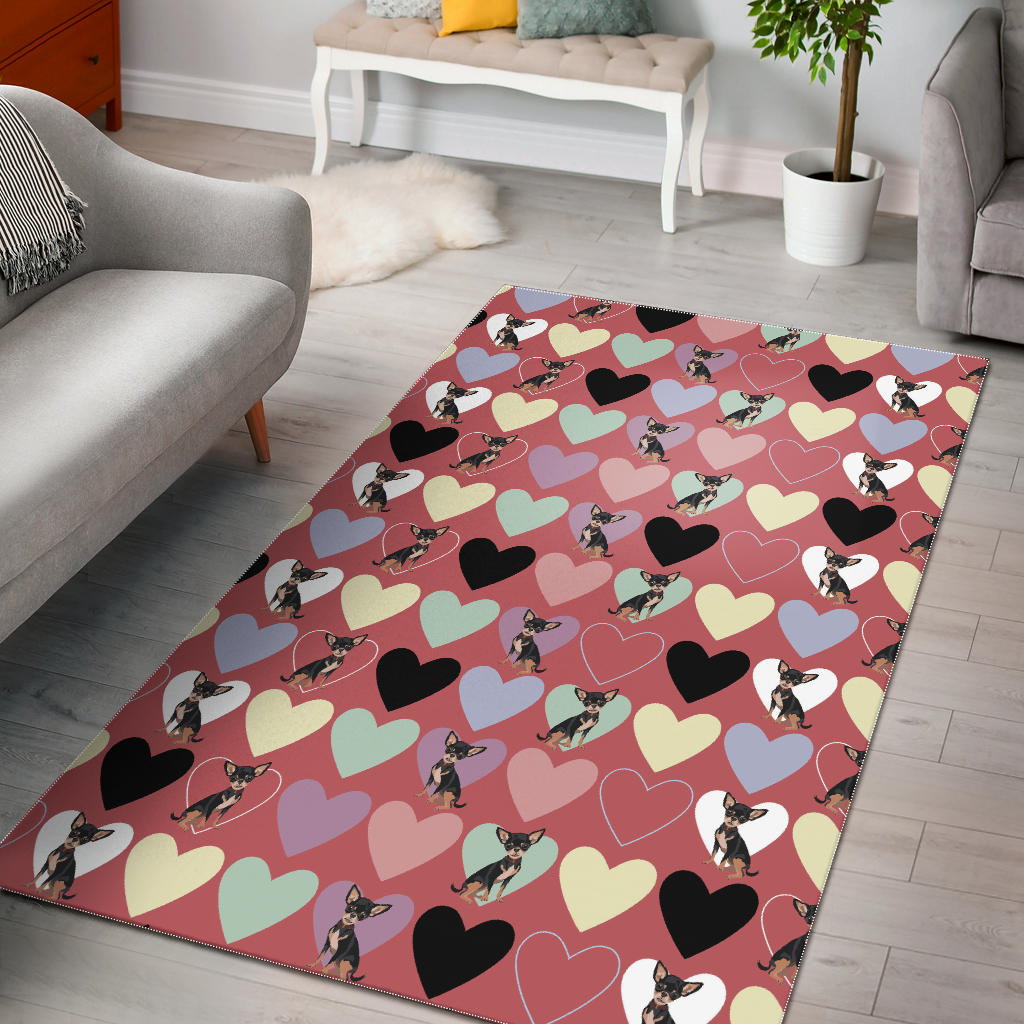 Chihuahua Heart Pink Pattern Area Rug