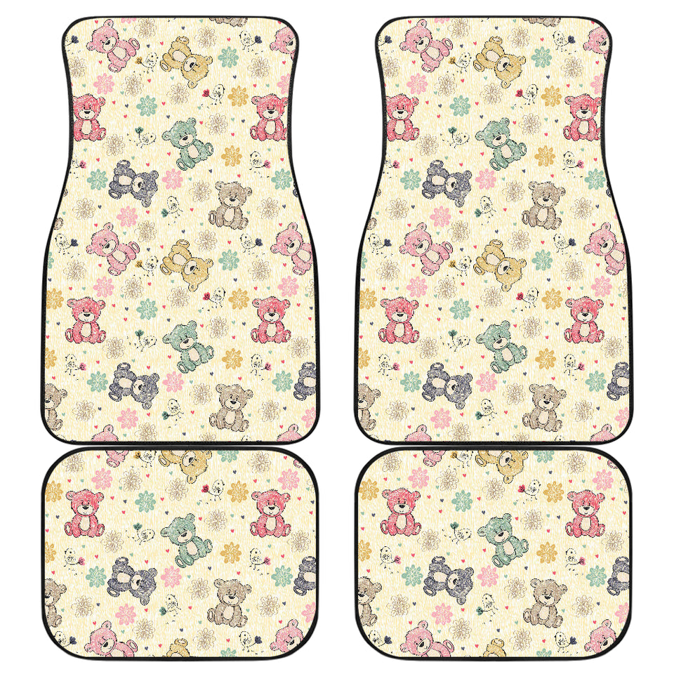 Teddy Bear Pattern Print Design 05 Front and Back Car Mats
