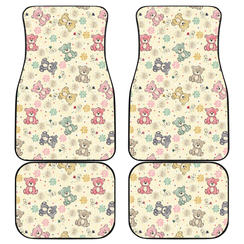 Teddy Bear Pattern Print Design 05 Front and Back Car Mats