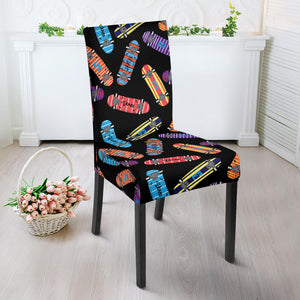 Skate Board Pattern Print Design 04 Dining Chair Slipcover