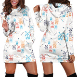 Hand Drawn Windmill Pattern Women Hoodie Dress