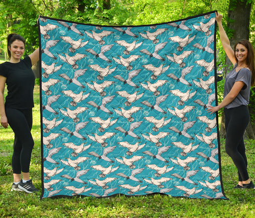 Seagull Pattern Print Design 03 Premium Quilt