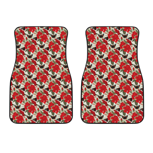 Hibiscus Pattern Print Design 04 Front Car Mats