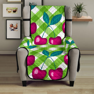 Cherry Pattern Green Background Chair Cover Protector