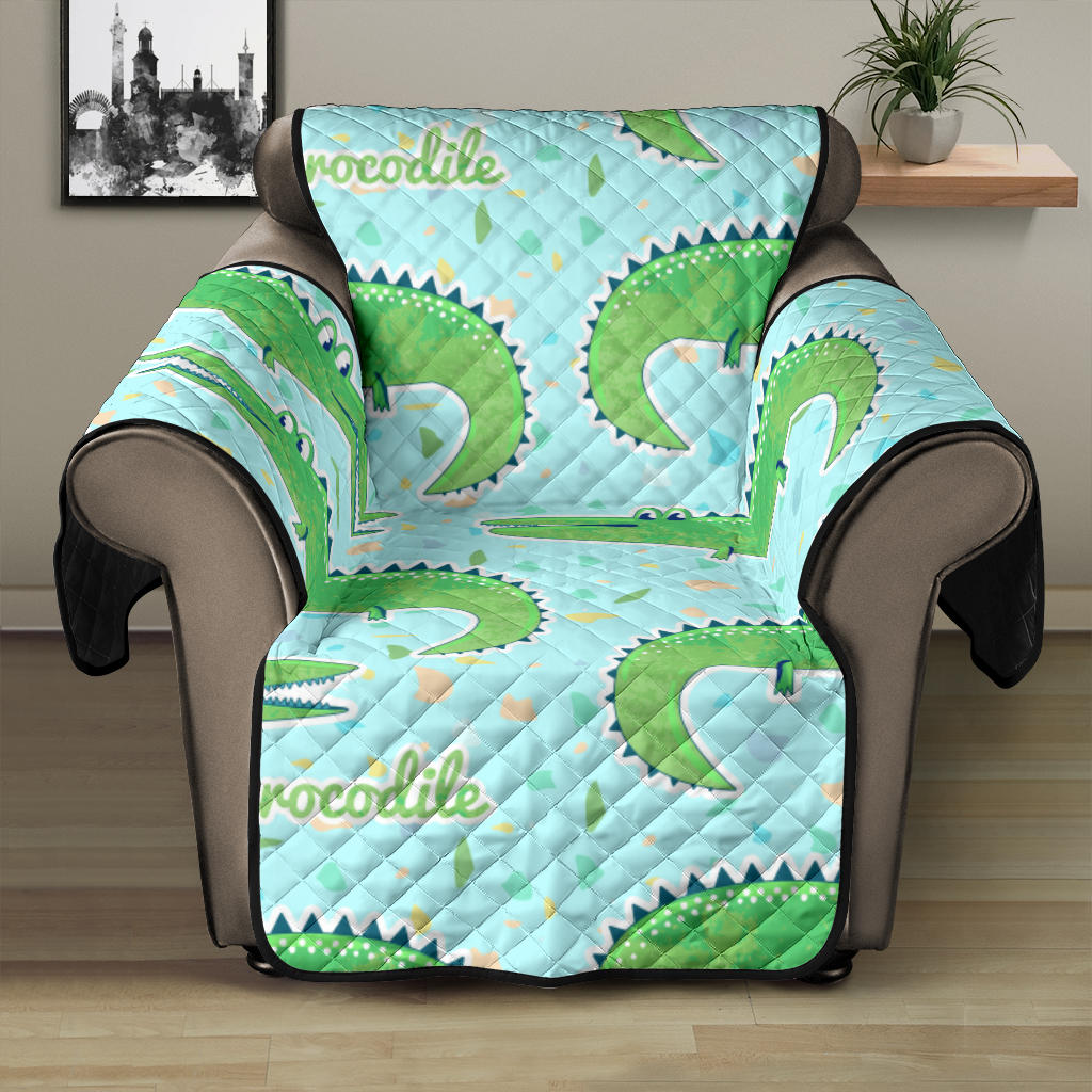 Crocodile Pattern Blue background Recliner Cover Protector