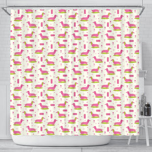 Pink Dachshund Pattern Shower Curtain Fulfilled In US