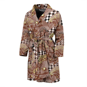 Chameleon Lizard Pattern Men Bathrobe