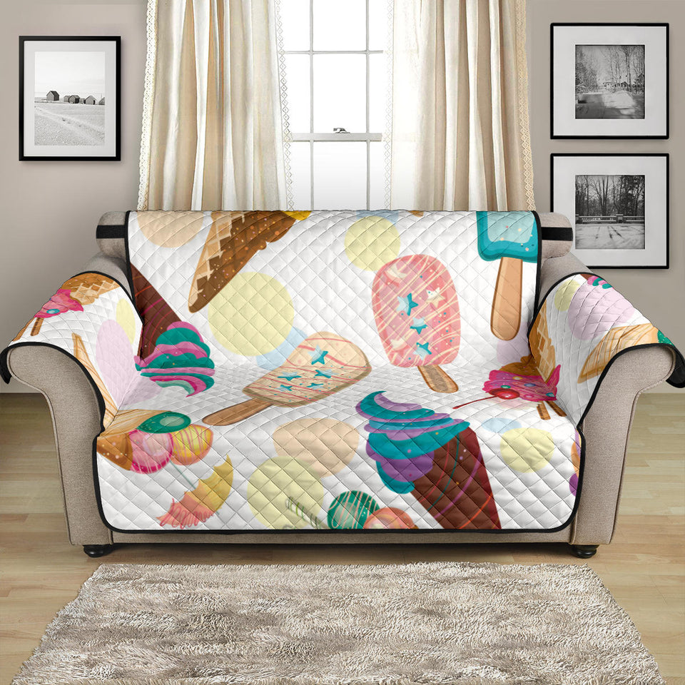 Colorful Ice Cream Pattern Loveseat Couch Cover Protector