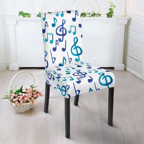 Music Notes Pattern Print Design 03 Dining Chair Slipcover