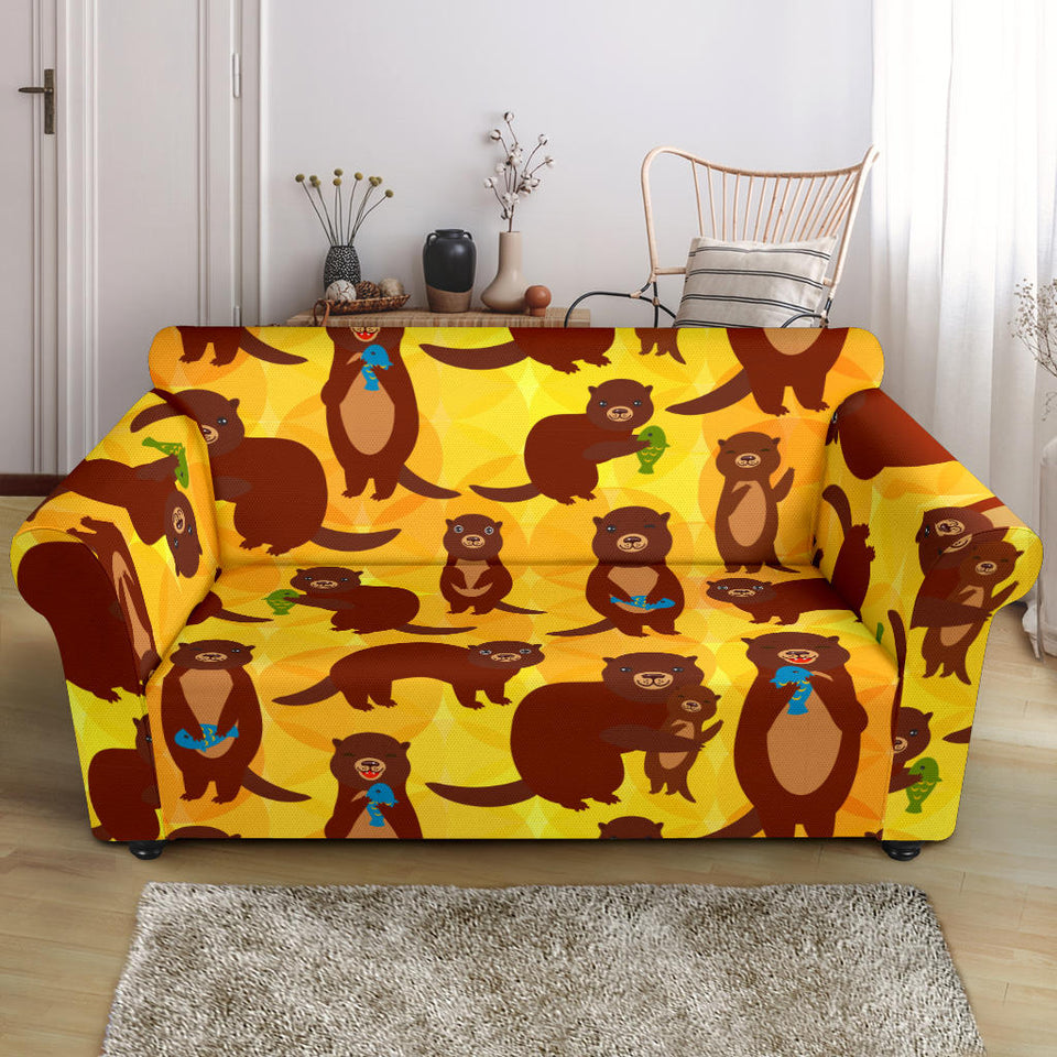 Otter Pattern Loveseat Couch Slipcover