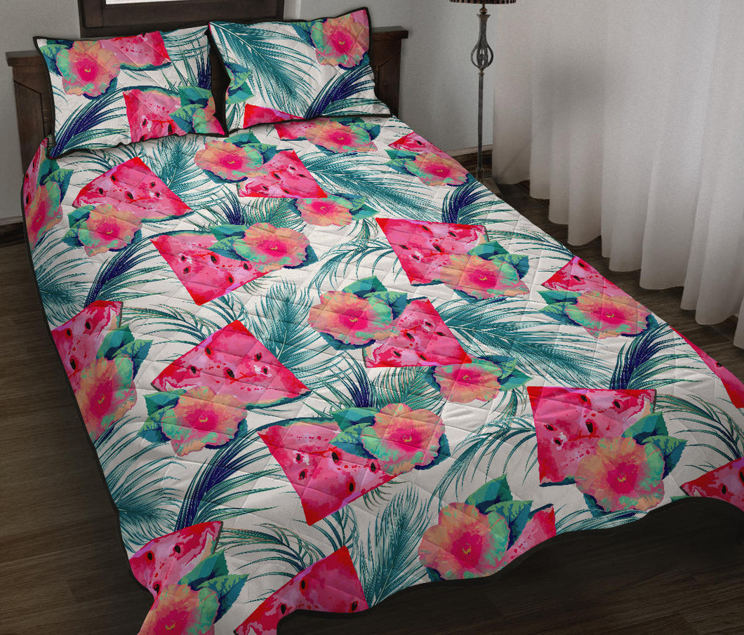 Watermelon Flower Pattern Quilt Bed Set