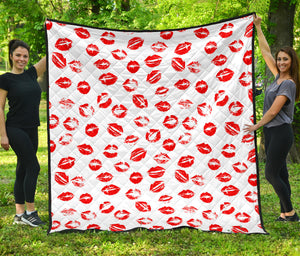 Lips Pattern Print Design 01 Premium Quilt