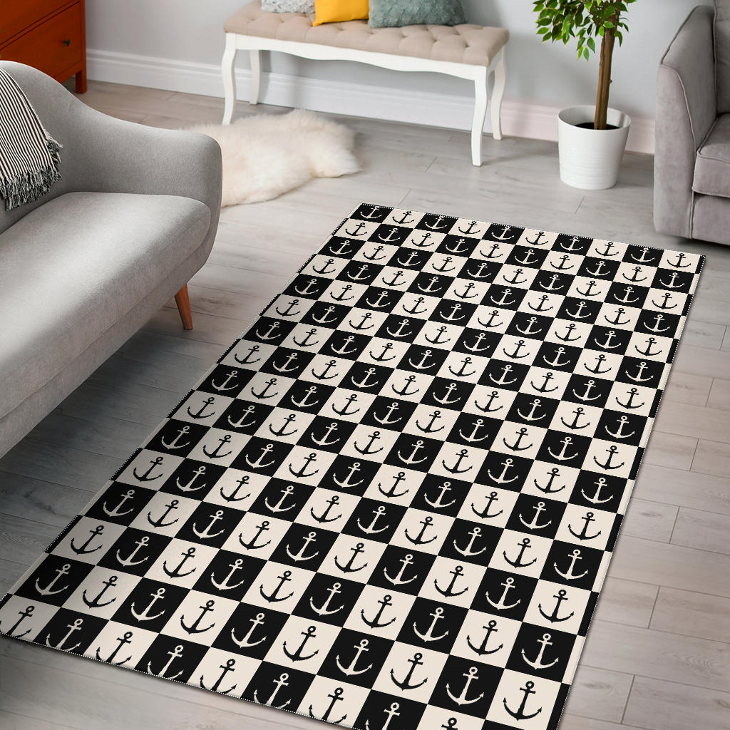 Anchor Black and White Patter Area Rug