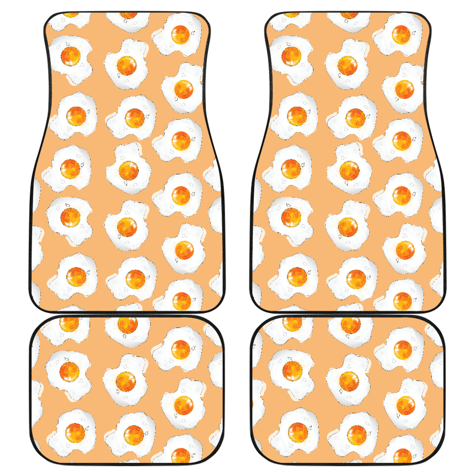 Fried Eggs Pattern Print Design 01 Front and Back Car Mats