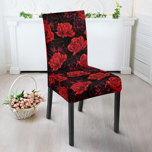 Rose Pattern Print Design 01 Dining Chair Slipcover
