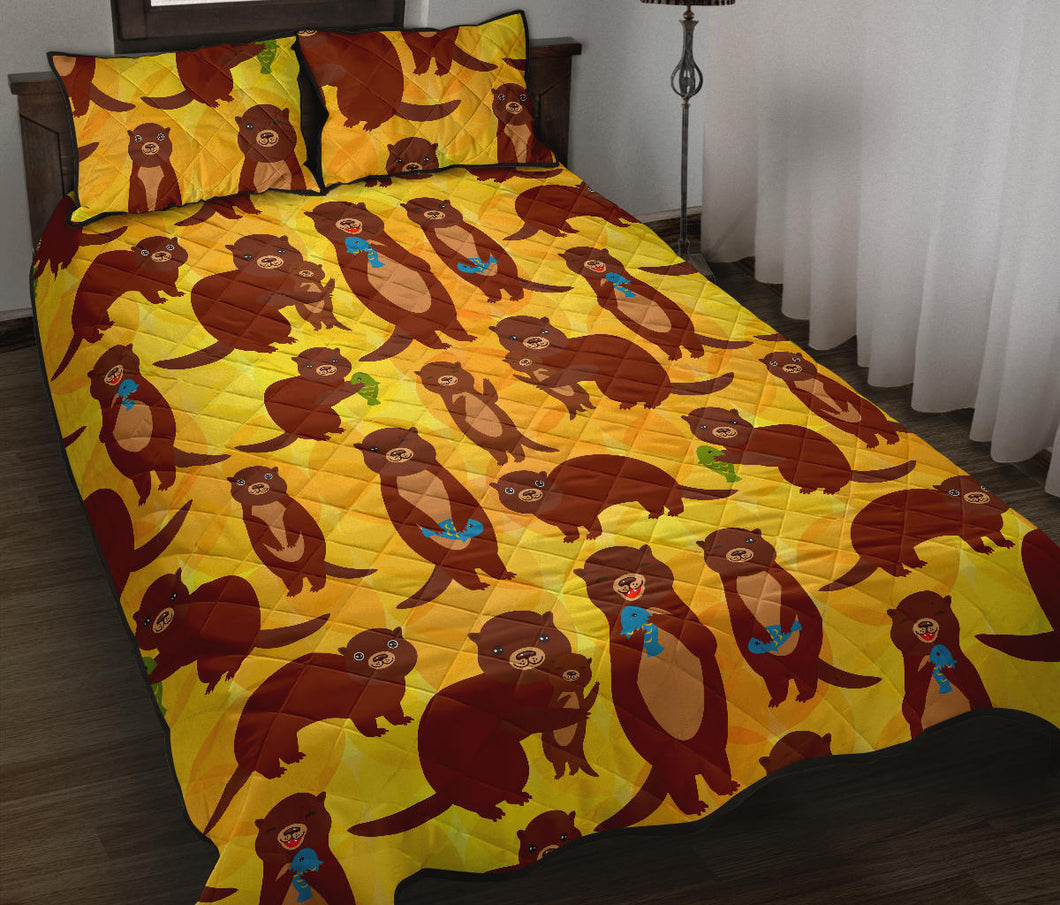 Otter Pattern Quilt Bed Set