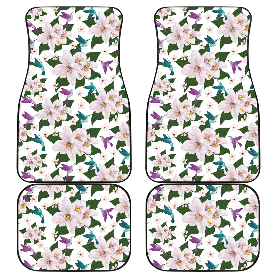 Hummingbird Pattern Print Design 01 Front and Back Car Mats