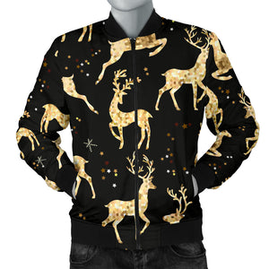 Gold Deer Pattern Men Bomber Jacket