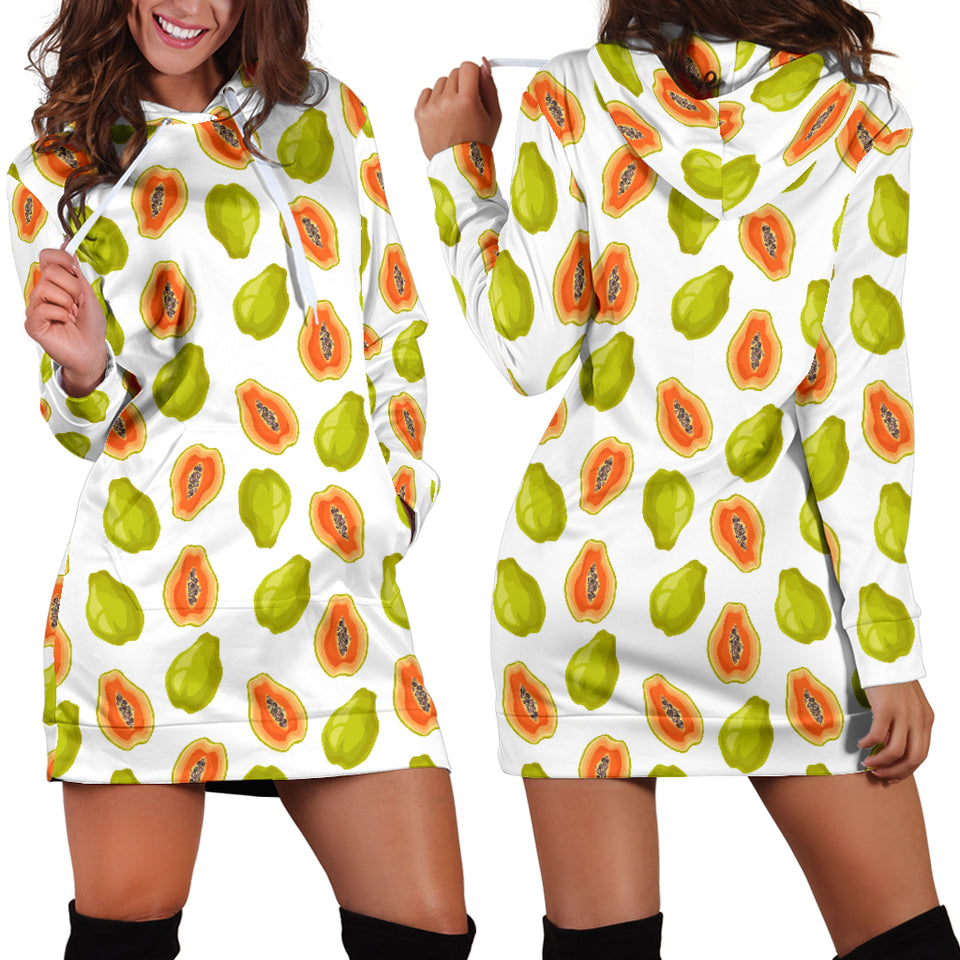 Papaya Pattern Theme Women Hoodie Dress