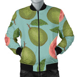 Guava Pattern Green Background Men Bomber Jacket