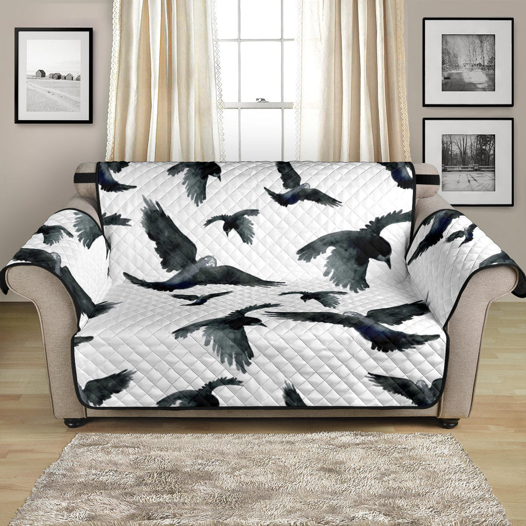 Crow Water Color Pattern Loveseat Couch Cover Protector