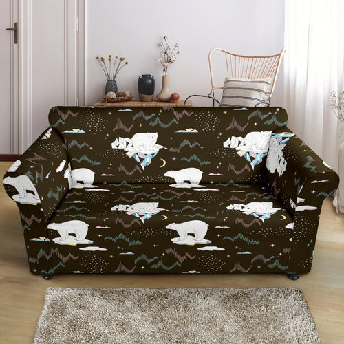 Polar Bear Pattern Background Loveseat Couch Slipcover