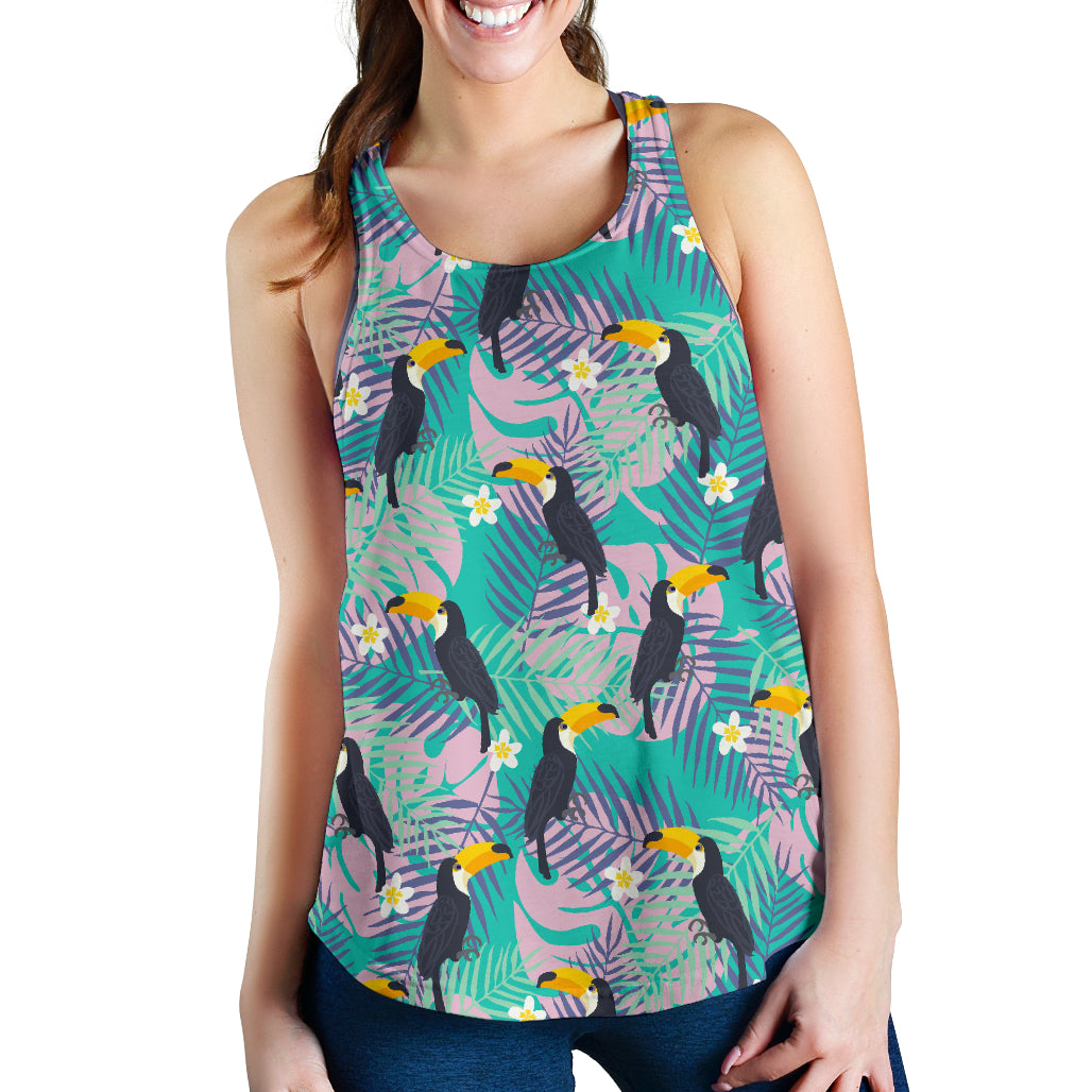 Toucan Pattern Background Women Racerback Tank Top