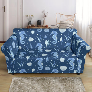 Seahorse Shell Pattern Loveseat Couch Slipcover