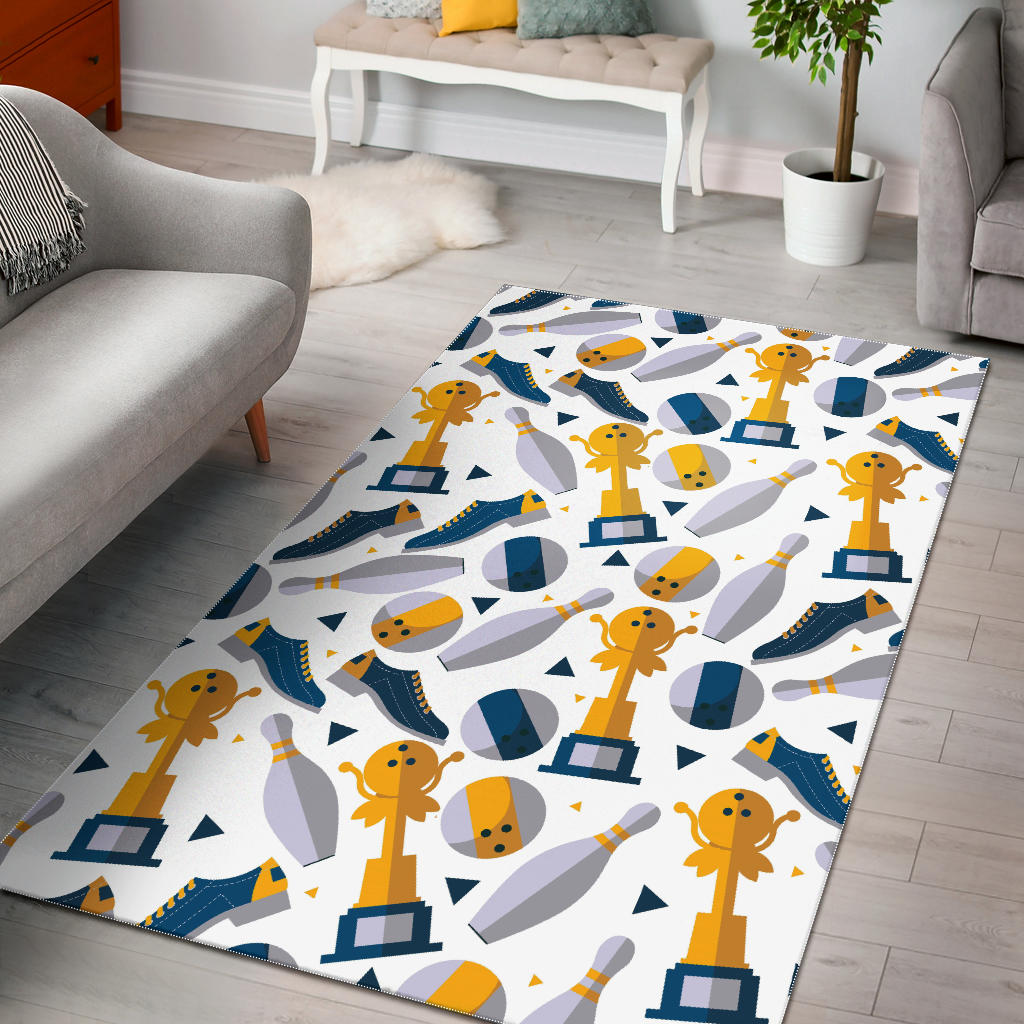 Bowling Ball and Shoes Pattern Area Rug