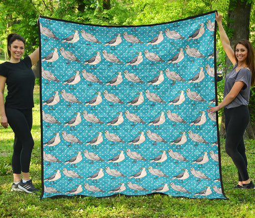 Seagull Pattern Print Design 02 Premium Quilt