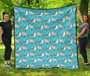 Seagull Pattern Print Design 02 Premium Quilt