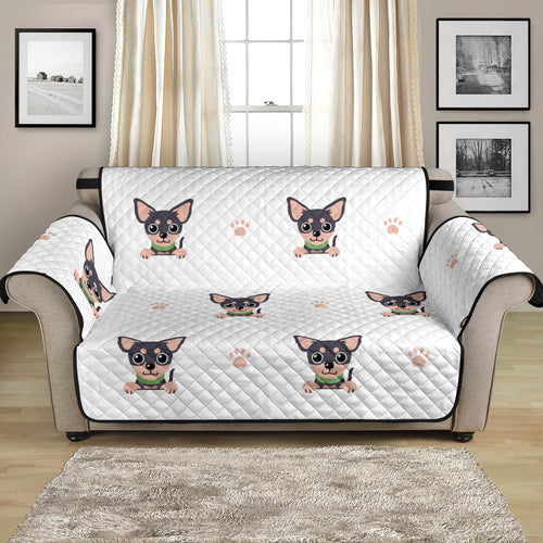 Cute Chihuahua Paw Pattern Loveseat Couch Cover Protector