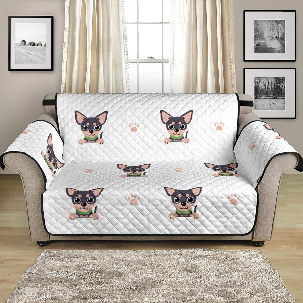 Cute Chihuahua Paw Pattern Loveseat Couch Cover Protector