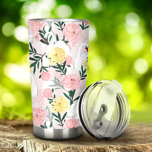 Swan Flower Pattern Tumbler