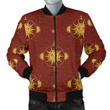 Sun Pattern Red Background Men Bomber Jacket