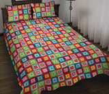 Rainbow Rectancular Pattern Quilt Bed Set