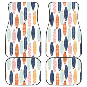 Surfboard Pattern Print Design 04 Front and Back Car Mats