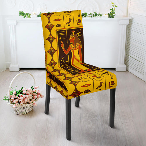 Egypt Hieroglyphics Pattern Print Design 01 Dining Chair Slipcover